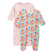 Girls Multicolor Pack Of 2 Sleep Suit