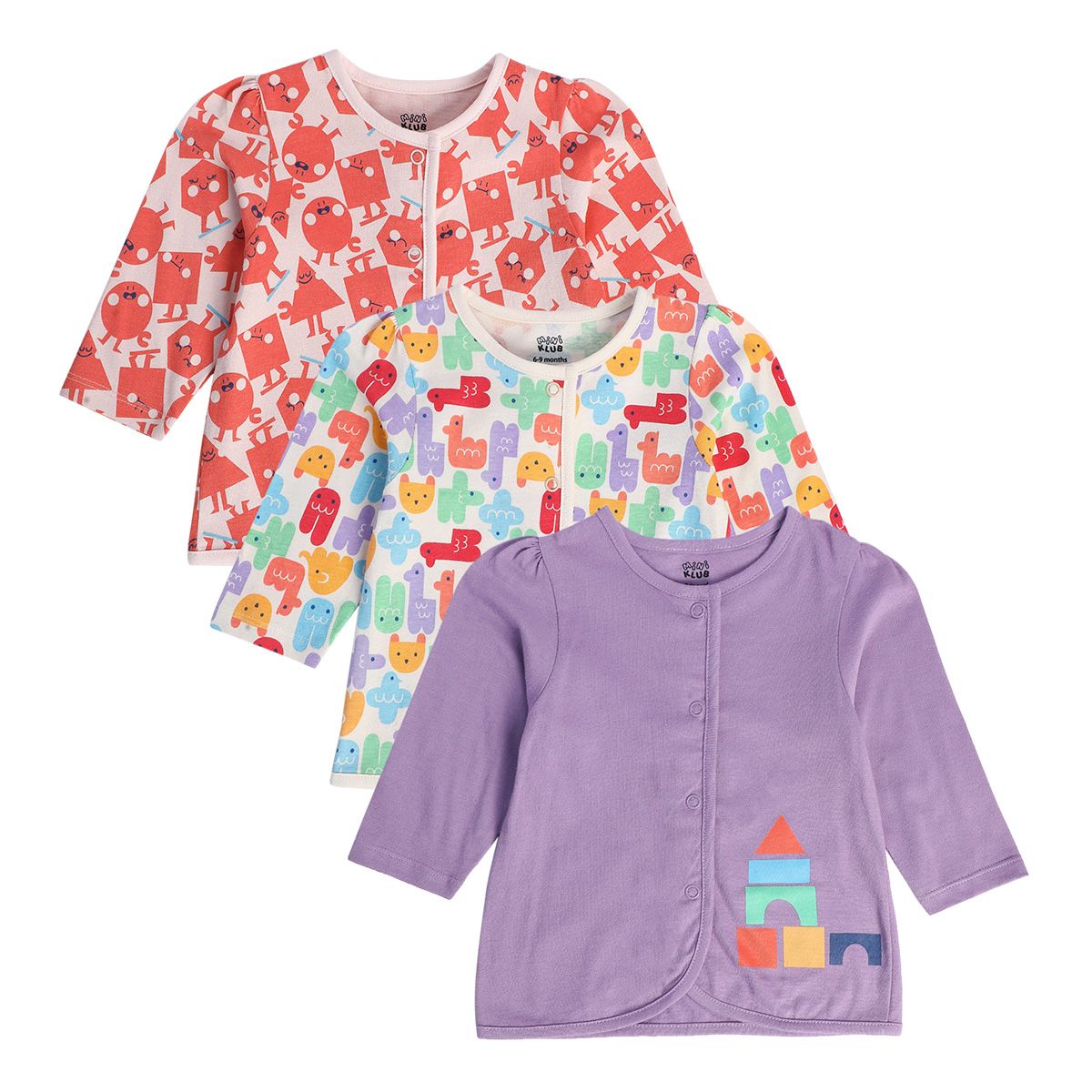 Girls Multicolor Pack Of 3 Front Open Vest