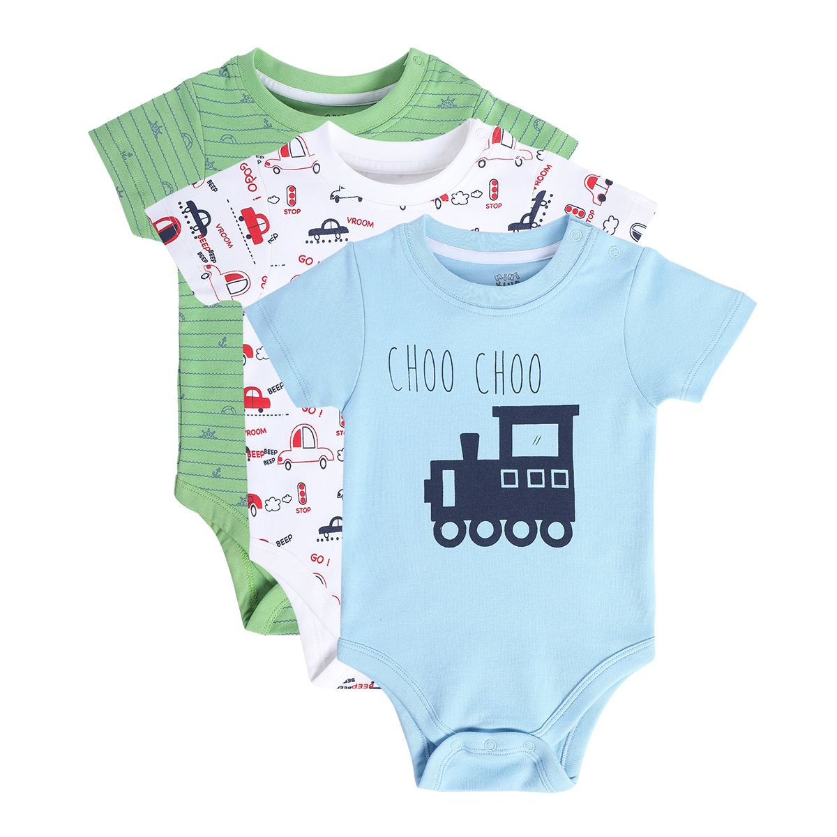 Boys Multicolor Pack Of 3 Body Suit