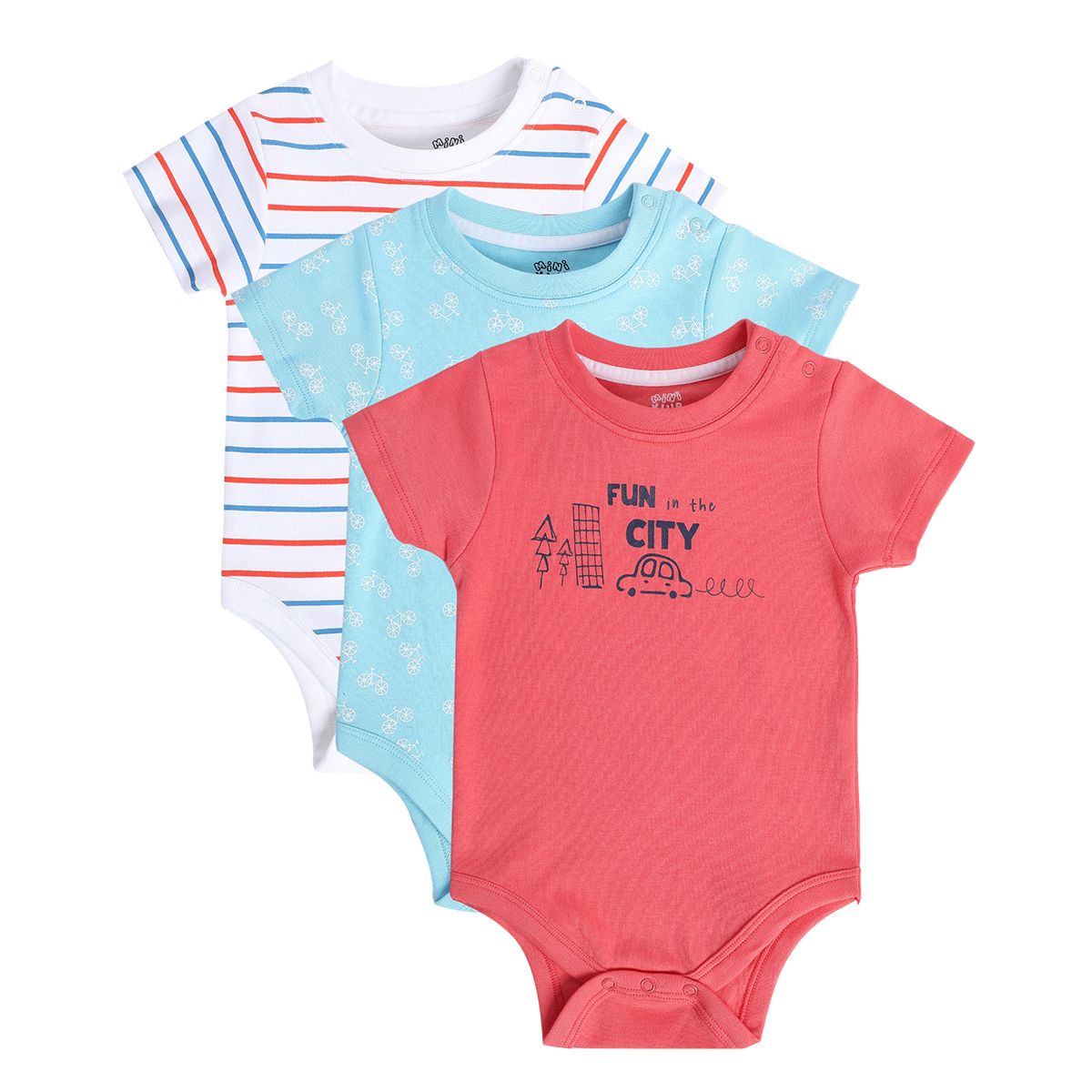 Boys Multicolor Pack Of 3 Body Suit