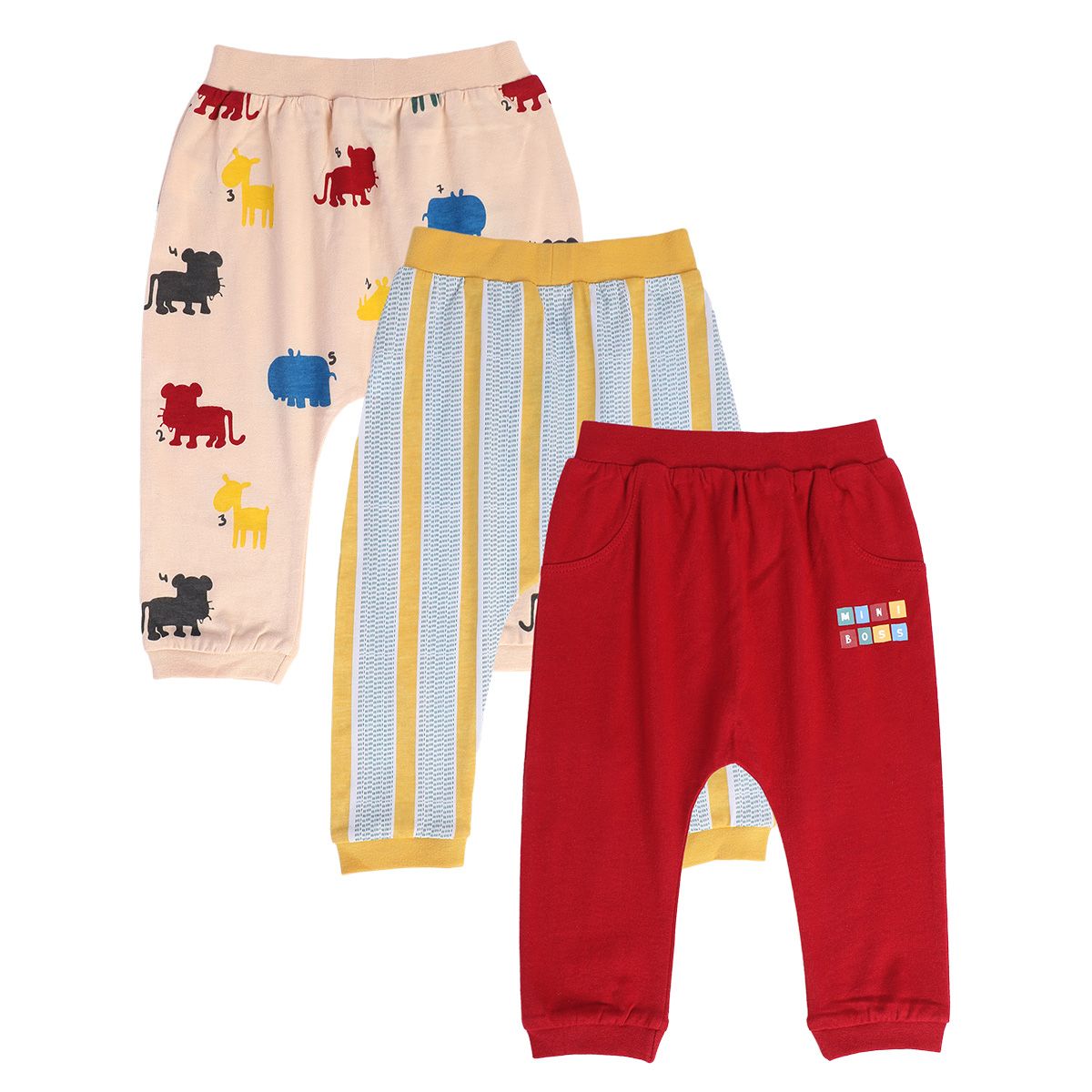 Boys Multicolor Pack Of 3 Knit Bottom