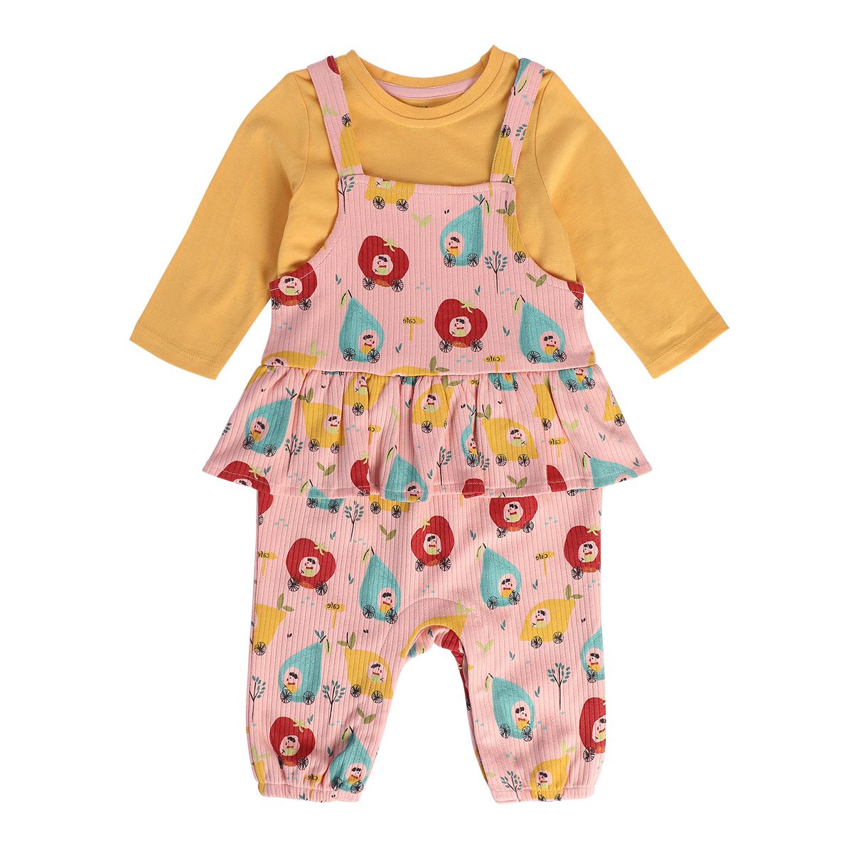 Girls Multicolor Pack Of 2 Dungaree Set