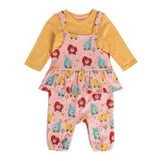 Girls Multicolor Pack Of 2 Dungaree Set