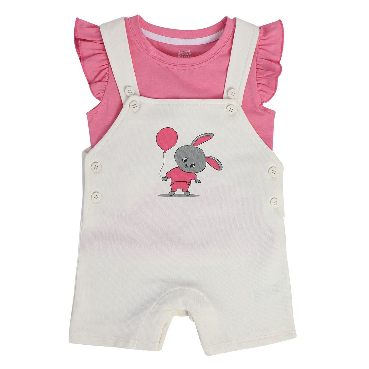Girls Multicolor Pack Of 2 Dungaree Set