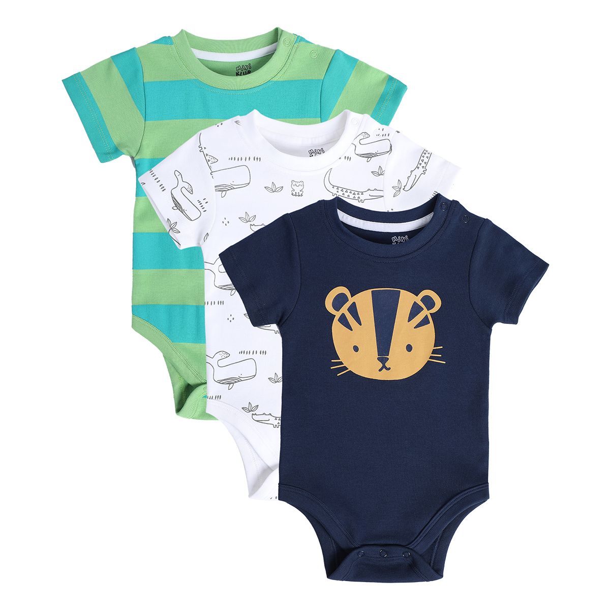 Boys Multicolor Pack Of 3 Body Suit