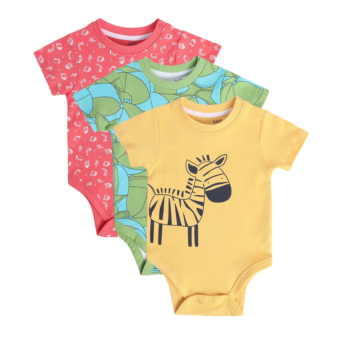 Boys Multicolor Pack Of 3 Body Suit