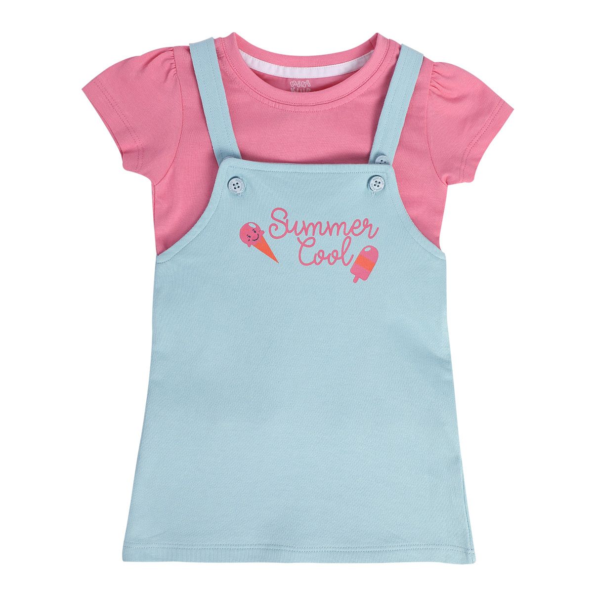Girls Multicolor Pack Of 2 Pinny Set