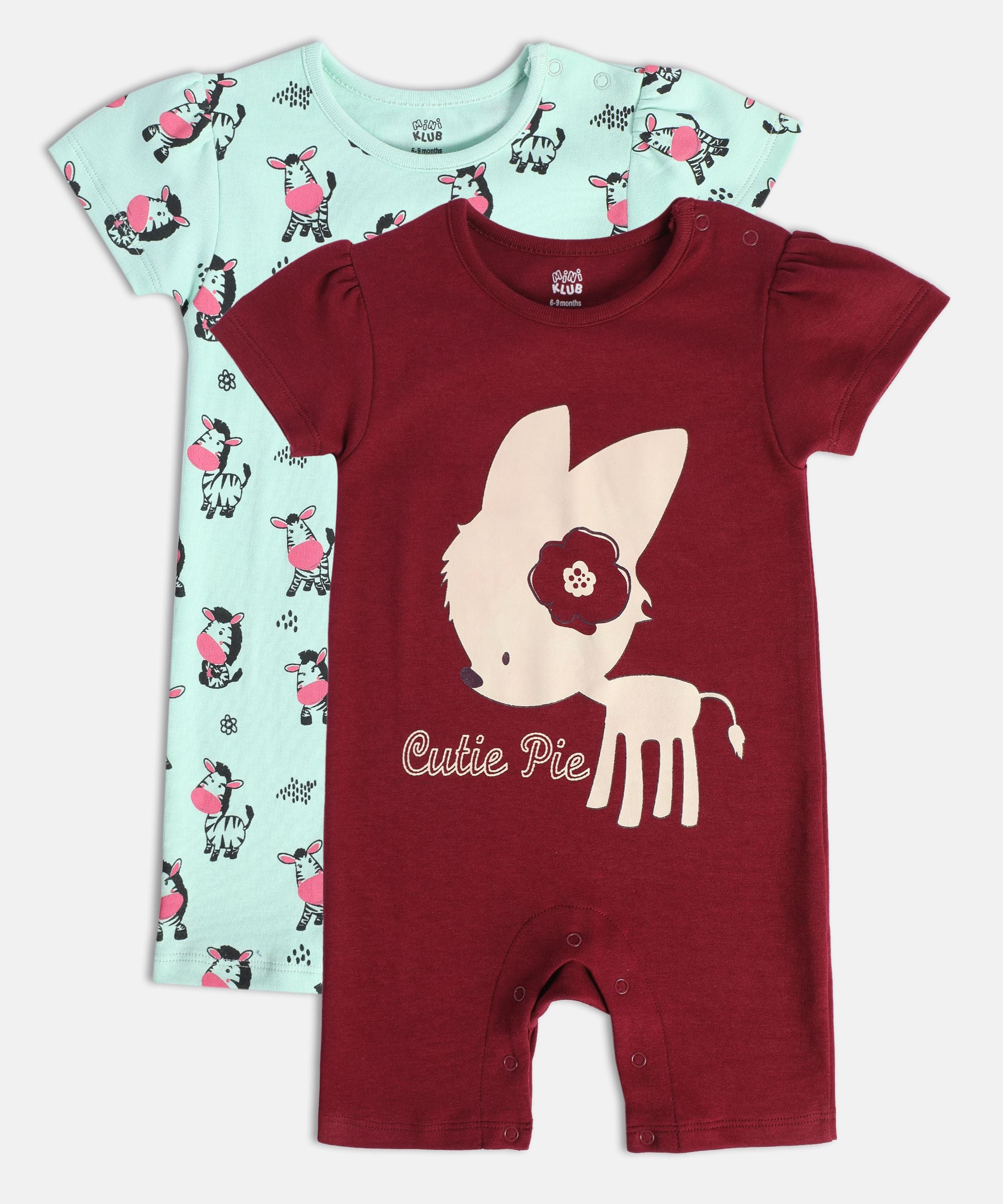 Girls Multicolor Pack Of 2 Romper