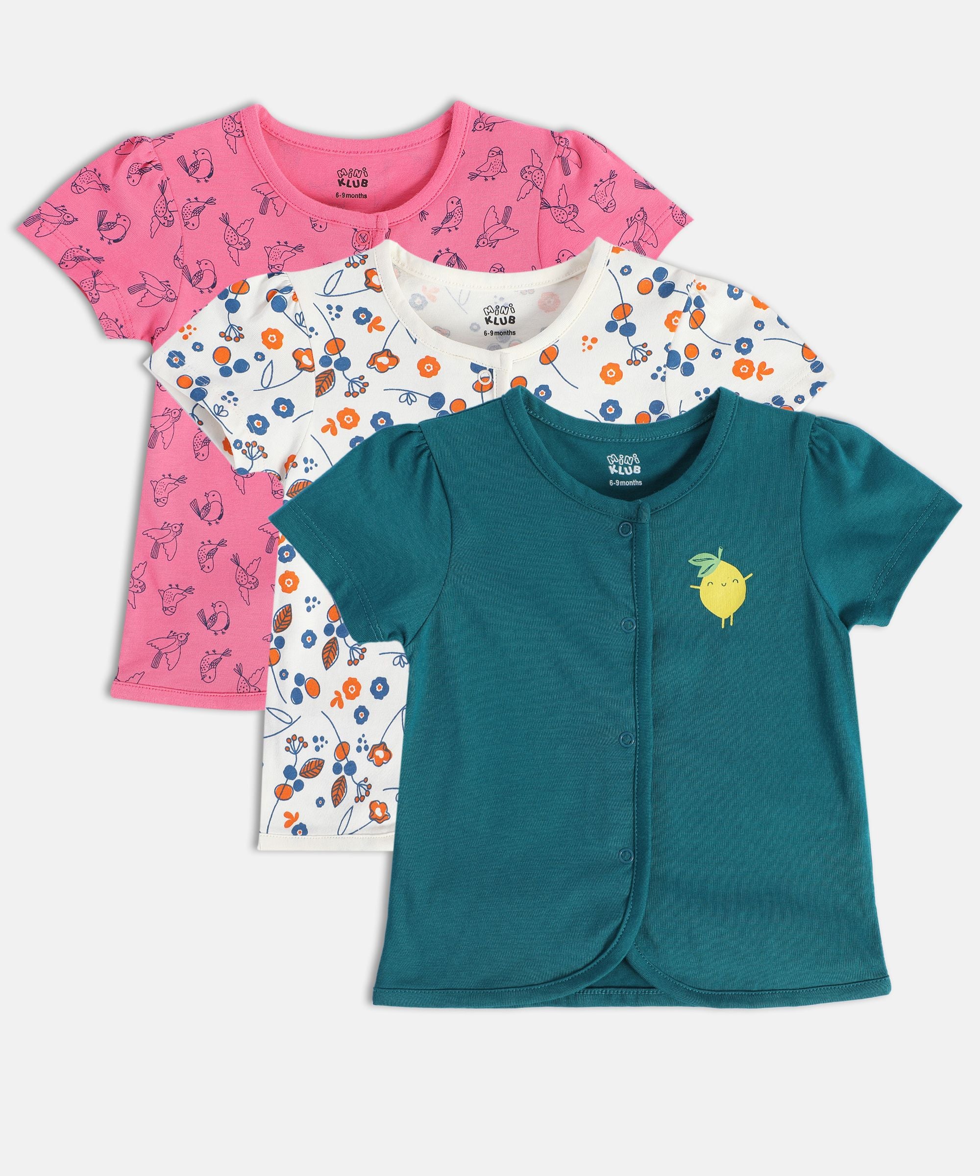 Girls Multicolor Pack Of 3 Front Open Vest
