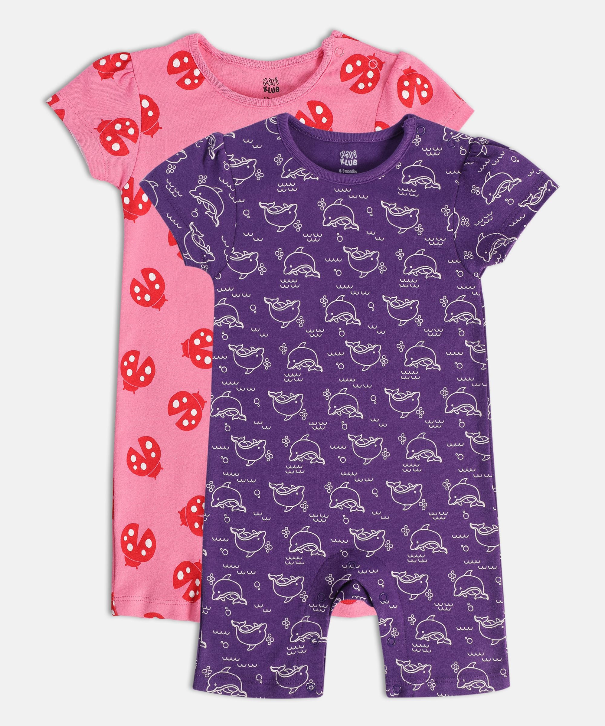 Girls Multicolor Pack Of 2 Romper
