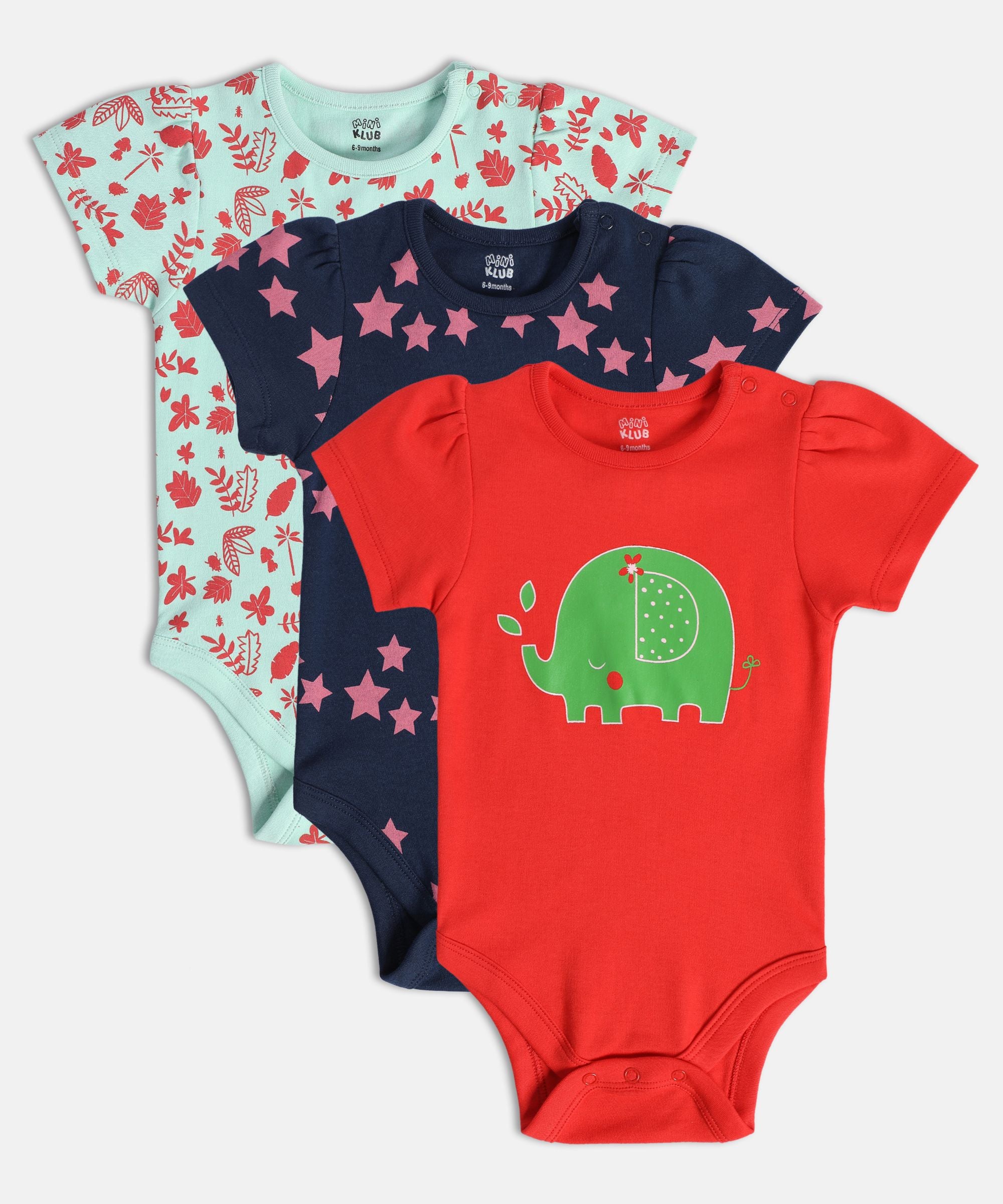 Girls Multicolor Pack Of 3 Body Suit