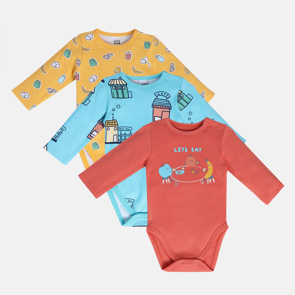 Boys Multicolor Pack Of 3 Body Suit