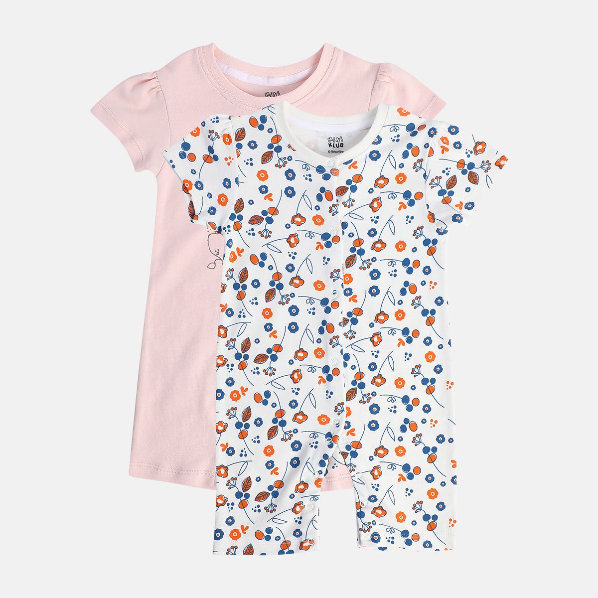 Girls Multicolor Pack Of 2 Romper