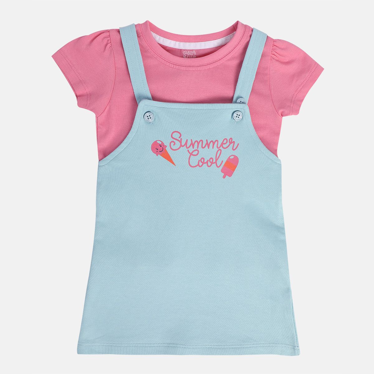 Girls Multicolor Pack Of 2 Pinny Set