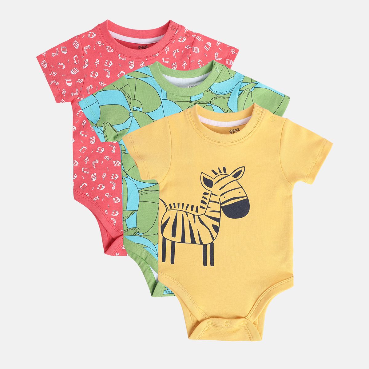 Boys Multicolor Pack Of 3 Body Suit