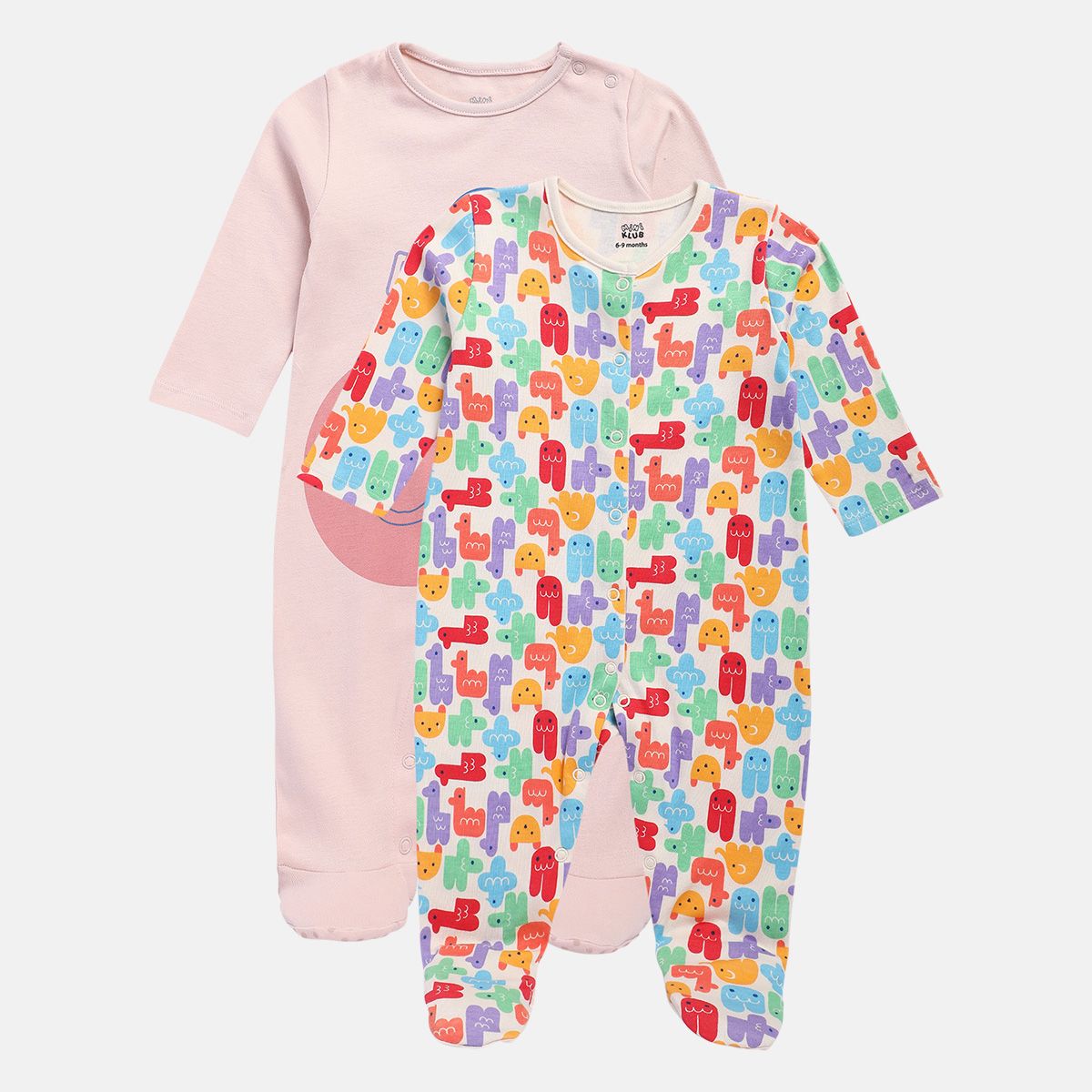 Girls Multicolor Pack Of 2 Sleep Suit