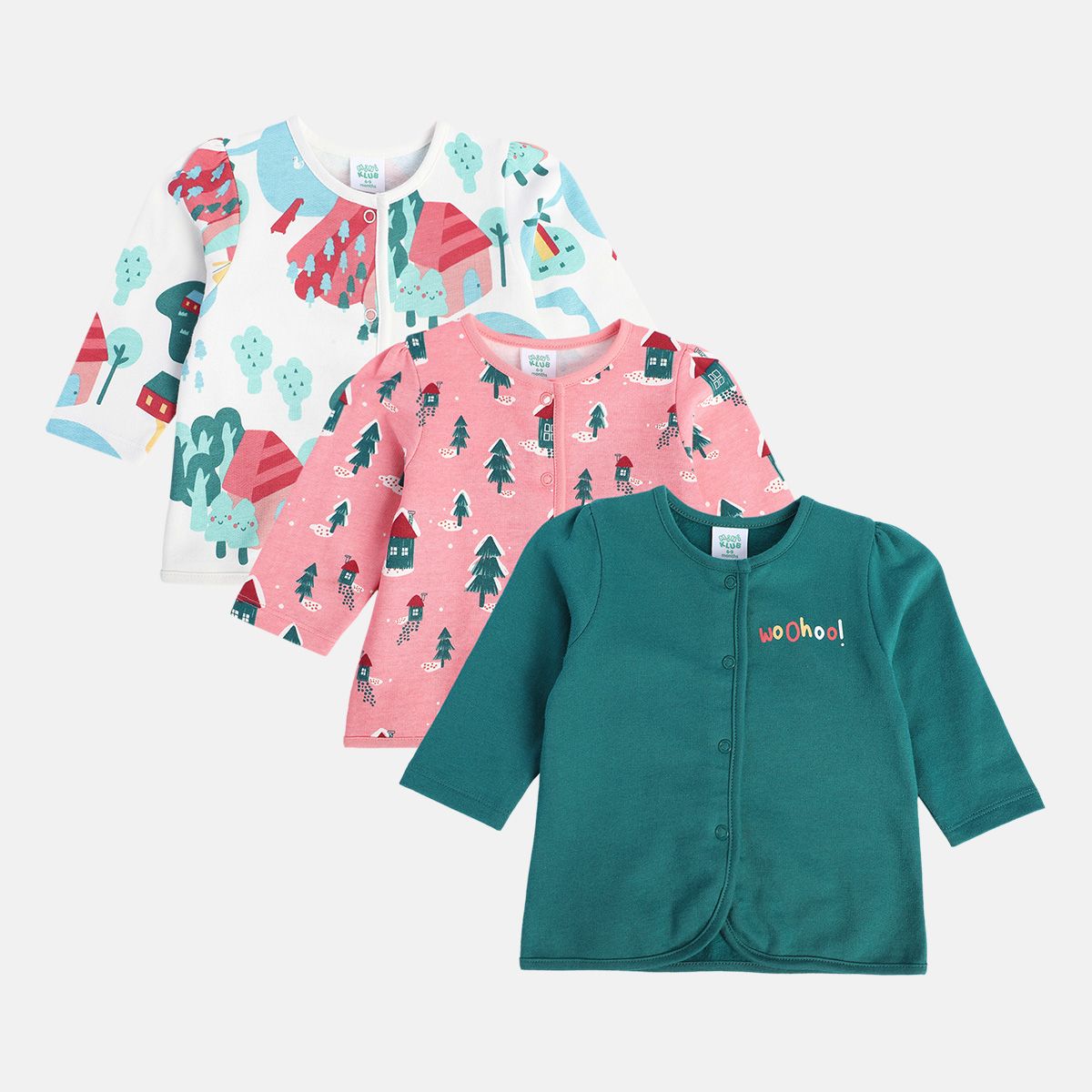 Girls Multicolor Pack Of 3 Front Open Vest