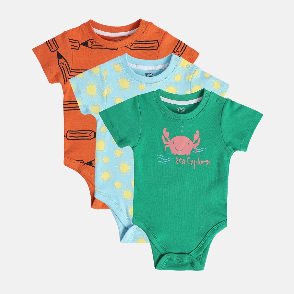 Boys Multicolor Pack Of 3 Body Suit