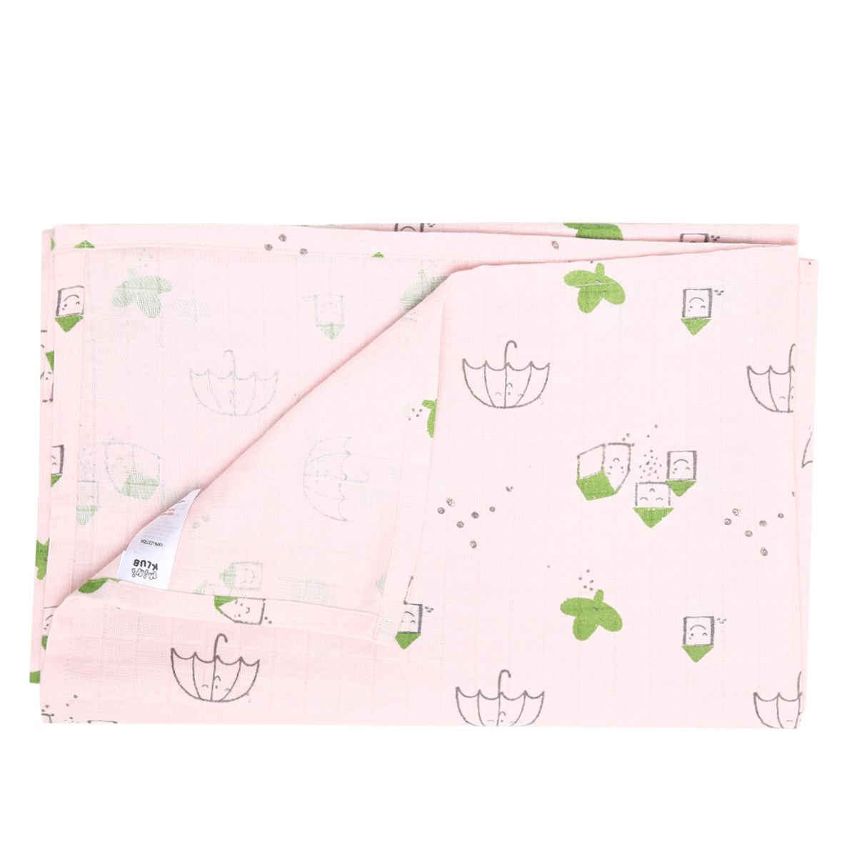 Baby Girls Printed Cotton Blankets Pack of 2, Pink & White