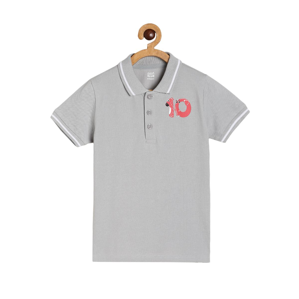 Boys Grey Collar Short Sleeve Polo