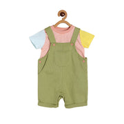 Boys Green Dungaree Set