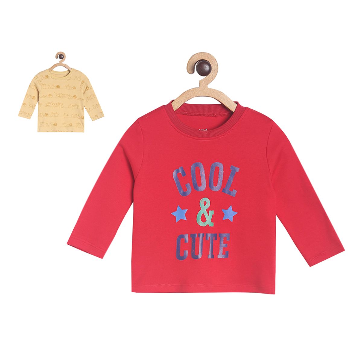 Pack of 2 t-shirt - indianred & crimson for 0-3 Months