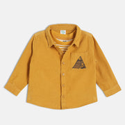 Boys Cotton Full Sleeves Solid Shirt With Inner Tee - Mustard