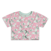 Baby Girls Mint Green Knit Floral Top Regular Fit Casual Wear