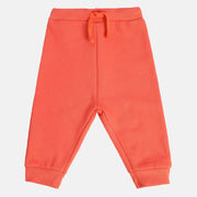 Girls Cotton Solid Joggers - Peach