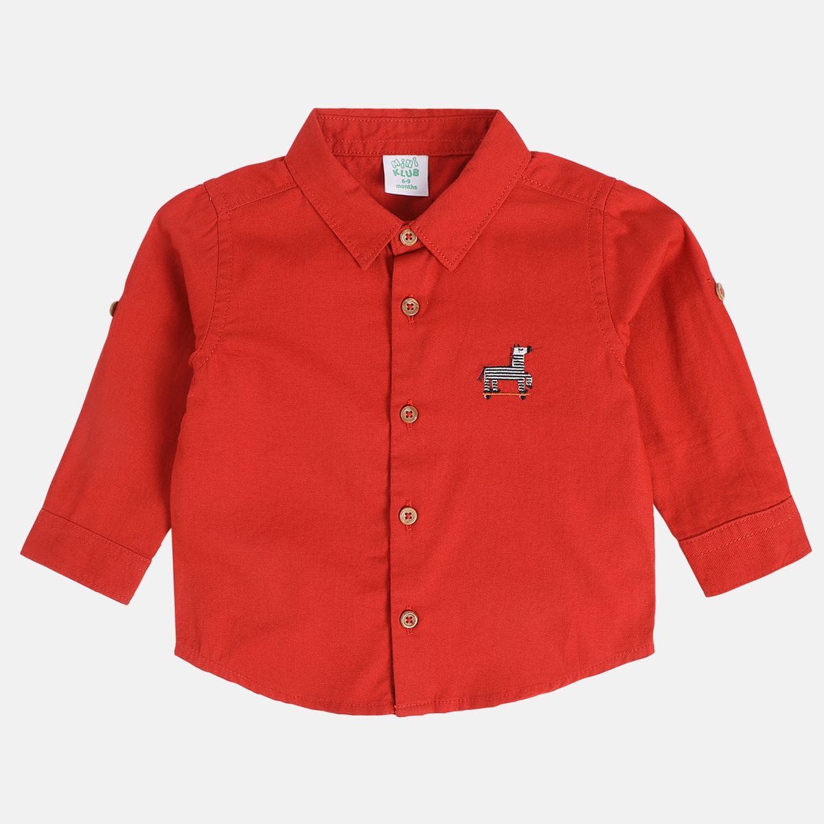 Boys Cotton Full Sleeves Solid Shirt - Red
