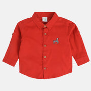Boys Cotton Full Sleeves Solid Shirt - Red
