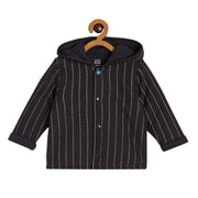 Baby Boys Black Cotton Striped Hooded Jacket Regular Fit Casual Wear Jacket