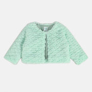 Girls Cotton Full sleeves Self Design Shrug - Mint green