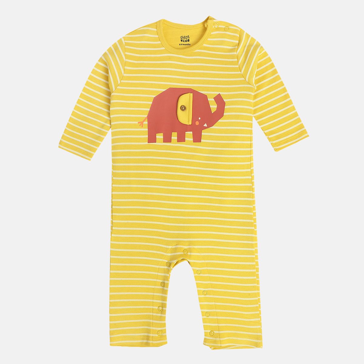 Boys Yellow Round Neck Full Length / Long Sleeve Romper