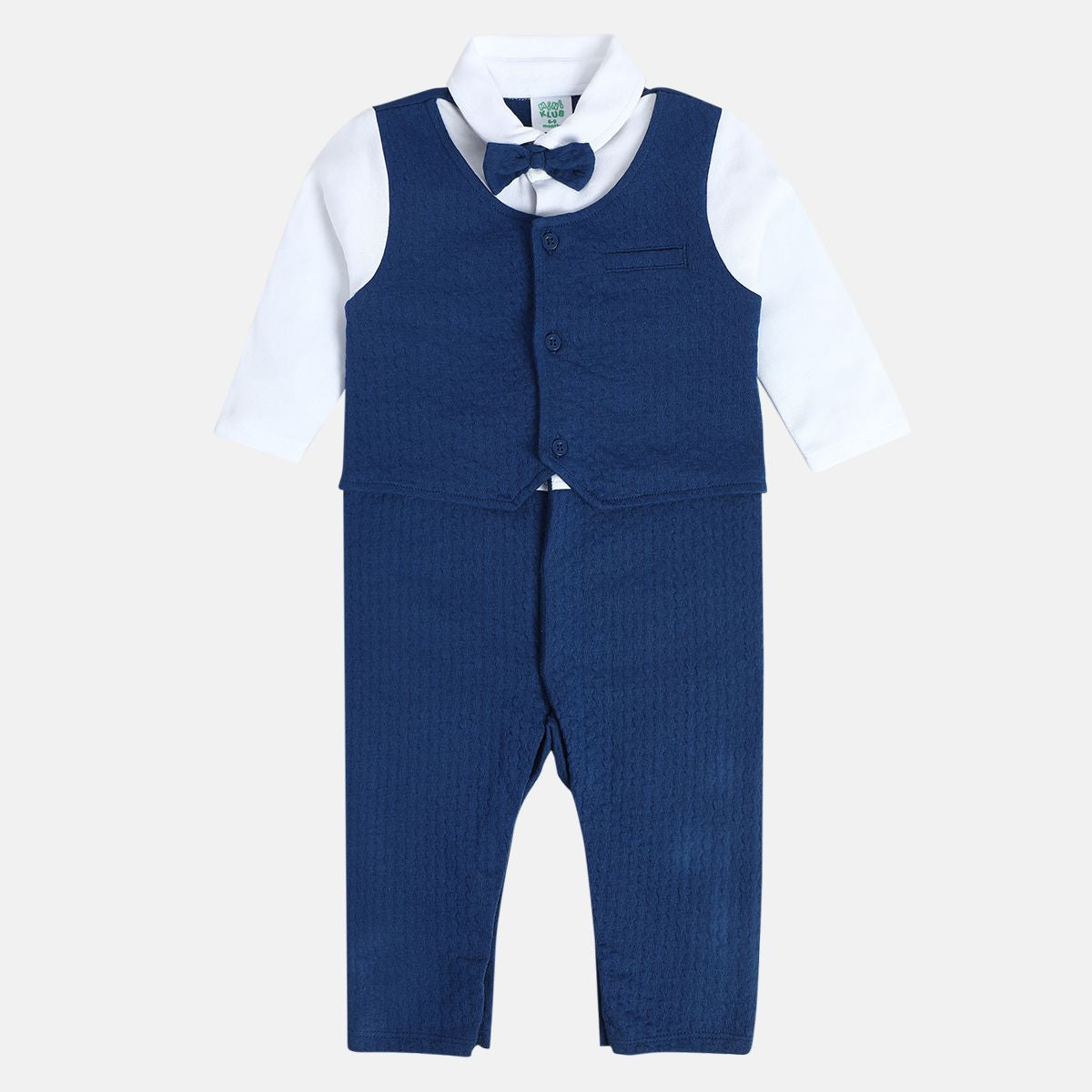 Boys Navy/White Round Neck Full Length / Long Sleeve Romper