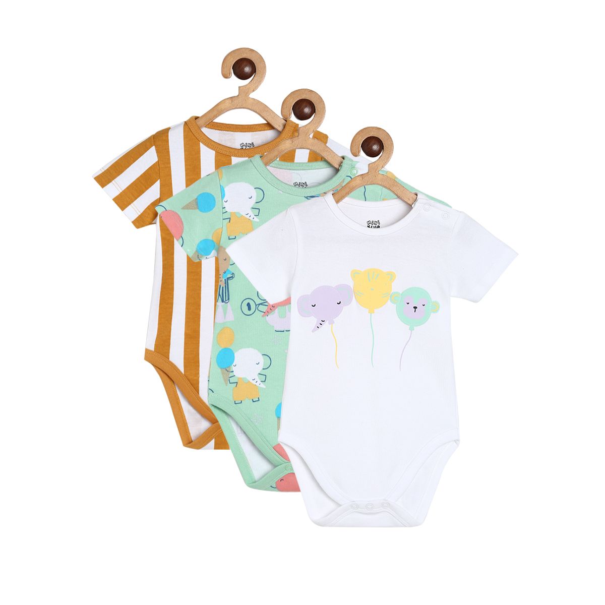 Boys Multicolor Pack Of 3 Body Suit