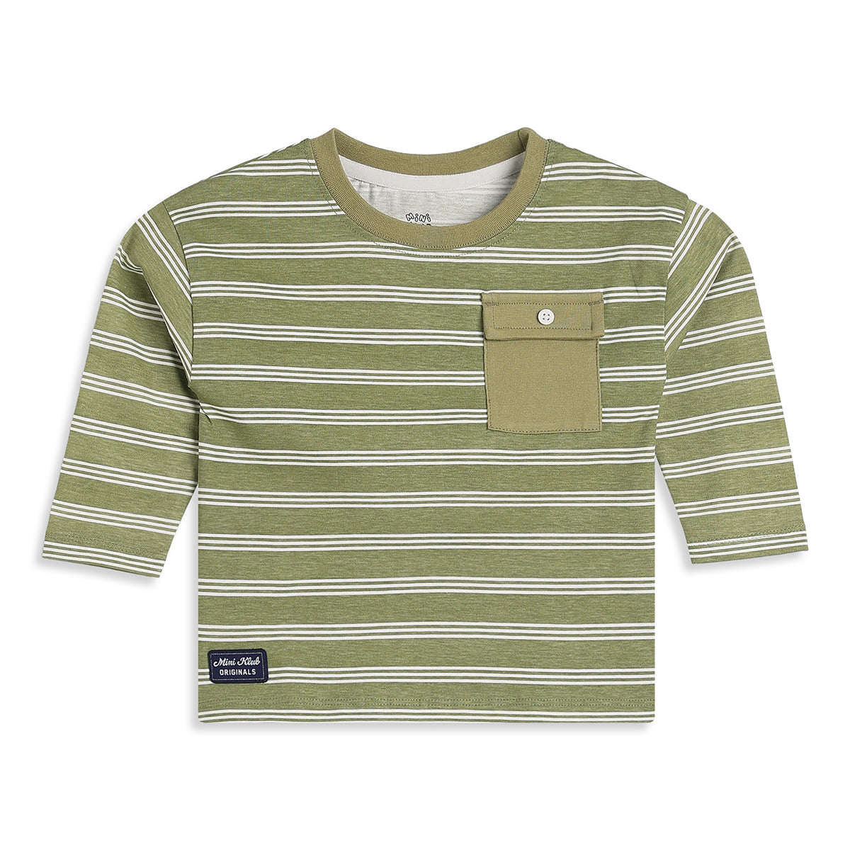 Baby Boys Olive Green Knit T-shirt Regular Fit Casual Wear
