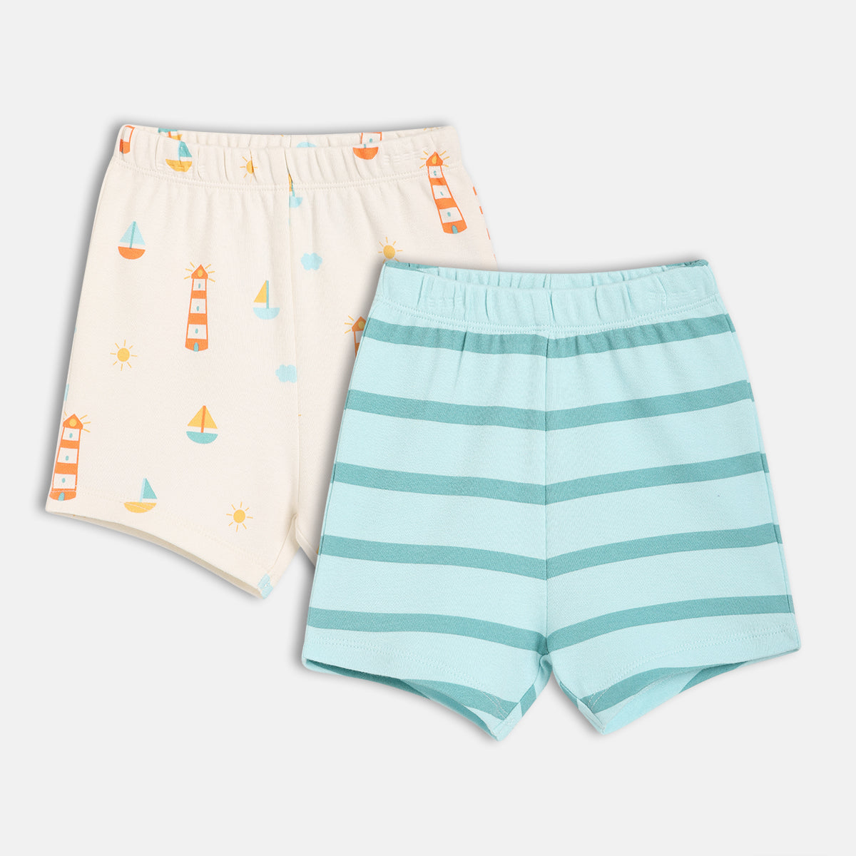 Boys White/Blue Thigh Length Shorts