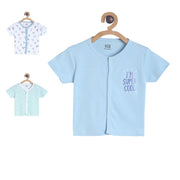 Pack of 3 front open vest - sky blue for 12-18 Months