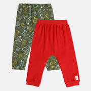 Boys Olive Green / Red Allarround Elastic Full Length Knit Bottom