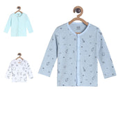 Pack of 3 front open vest - light blue for 0-3 Months