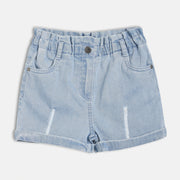 Girls Light Blue Thigh Length Shorts