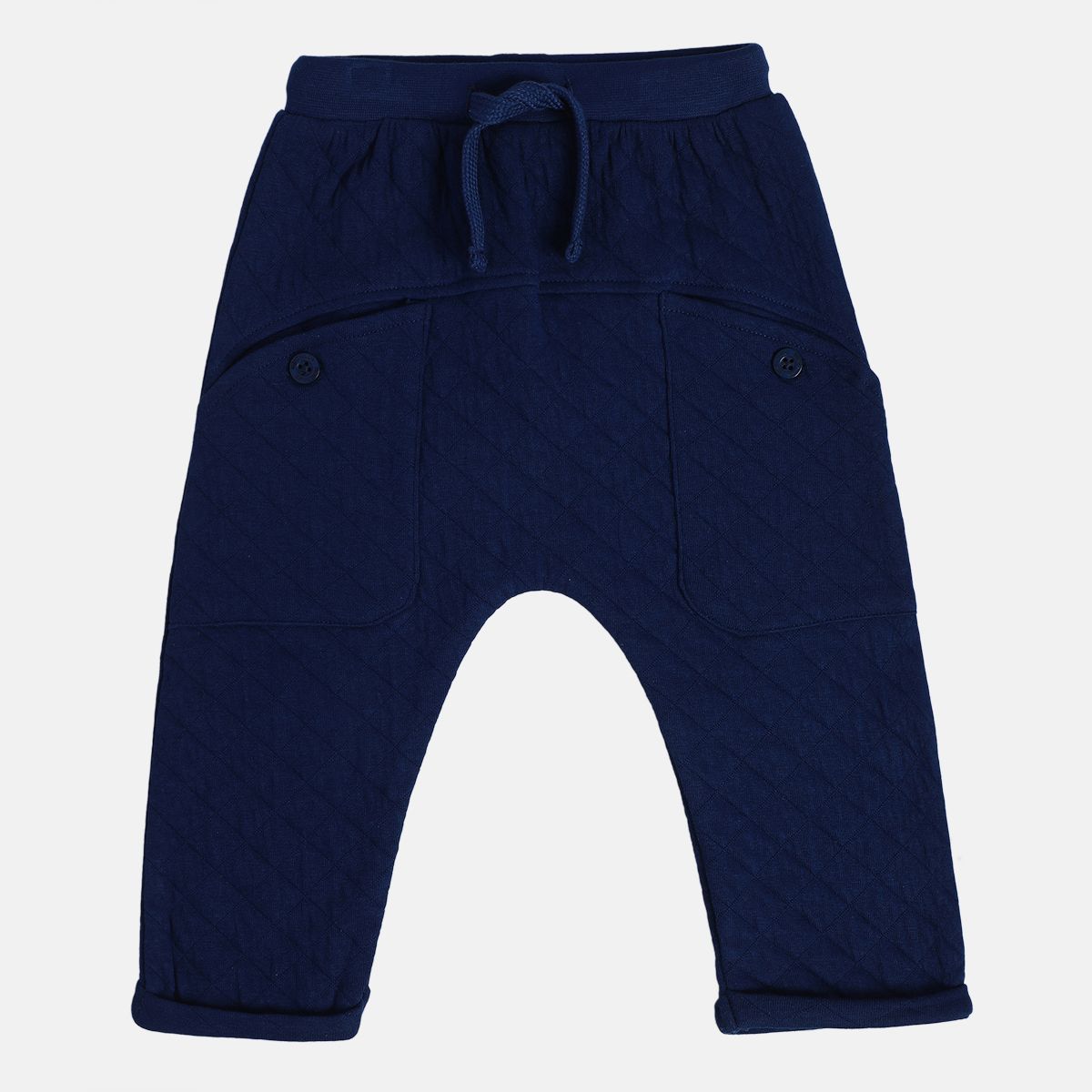 Boys Cotton Solid Knit Bottom - Navy Blue