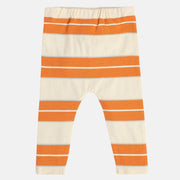 Girls Cotton Striped Leggings - Orange