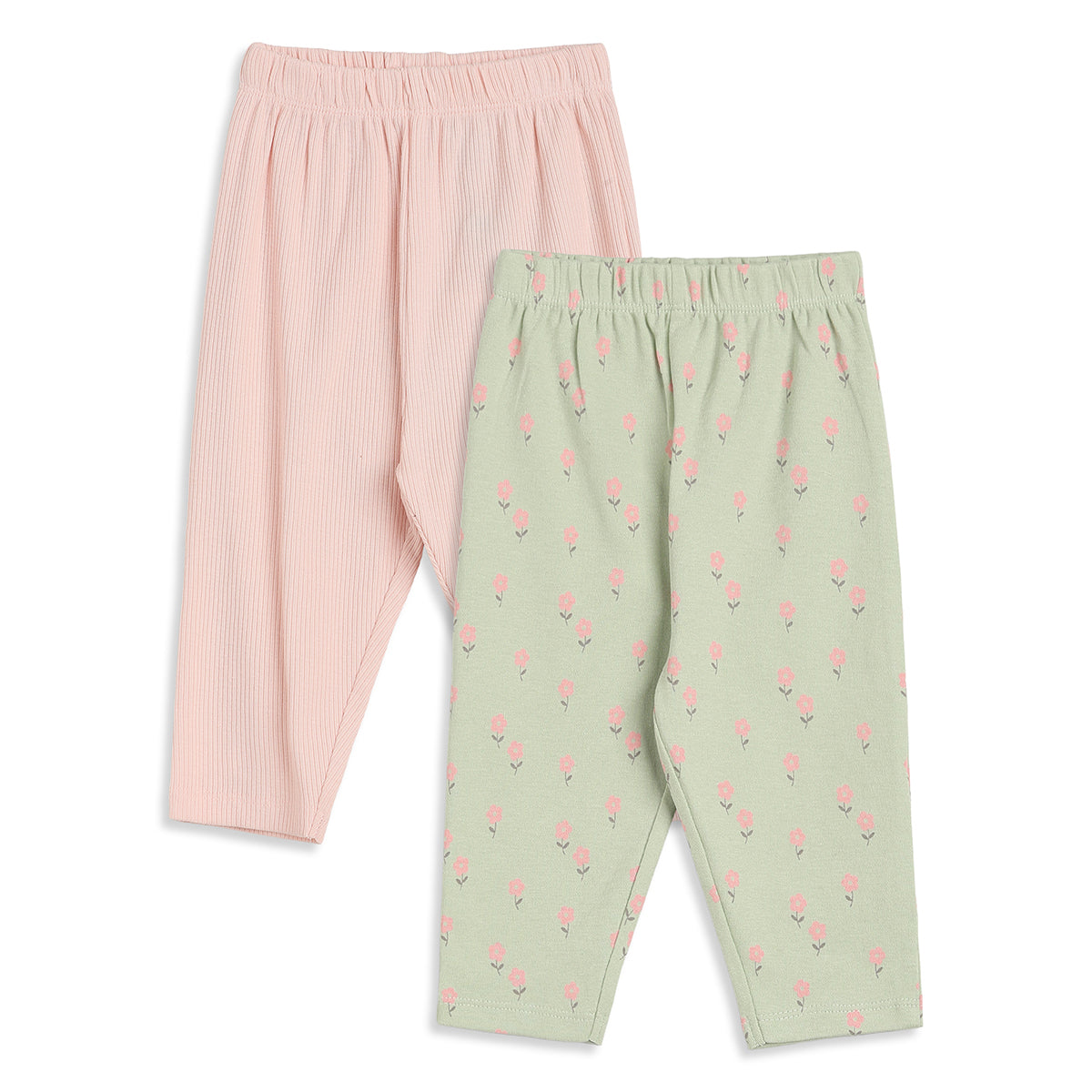Baby Girls Green & Pink Knit Bottoms Pack of 2 Regular Fit Casual Wear