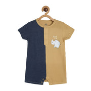 Boys Yellow/Navy Front Open Half Sleeve Romper