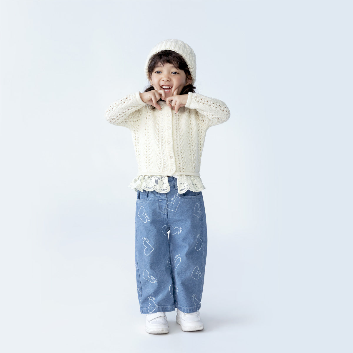 Baby Girls Cream Knit Sweater Regular Fit