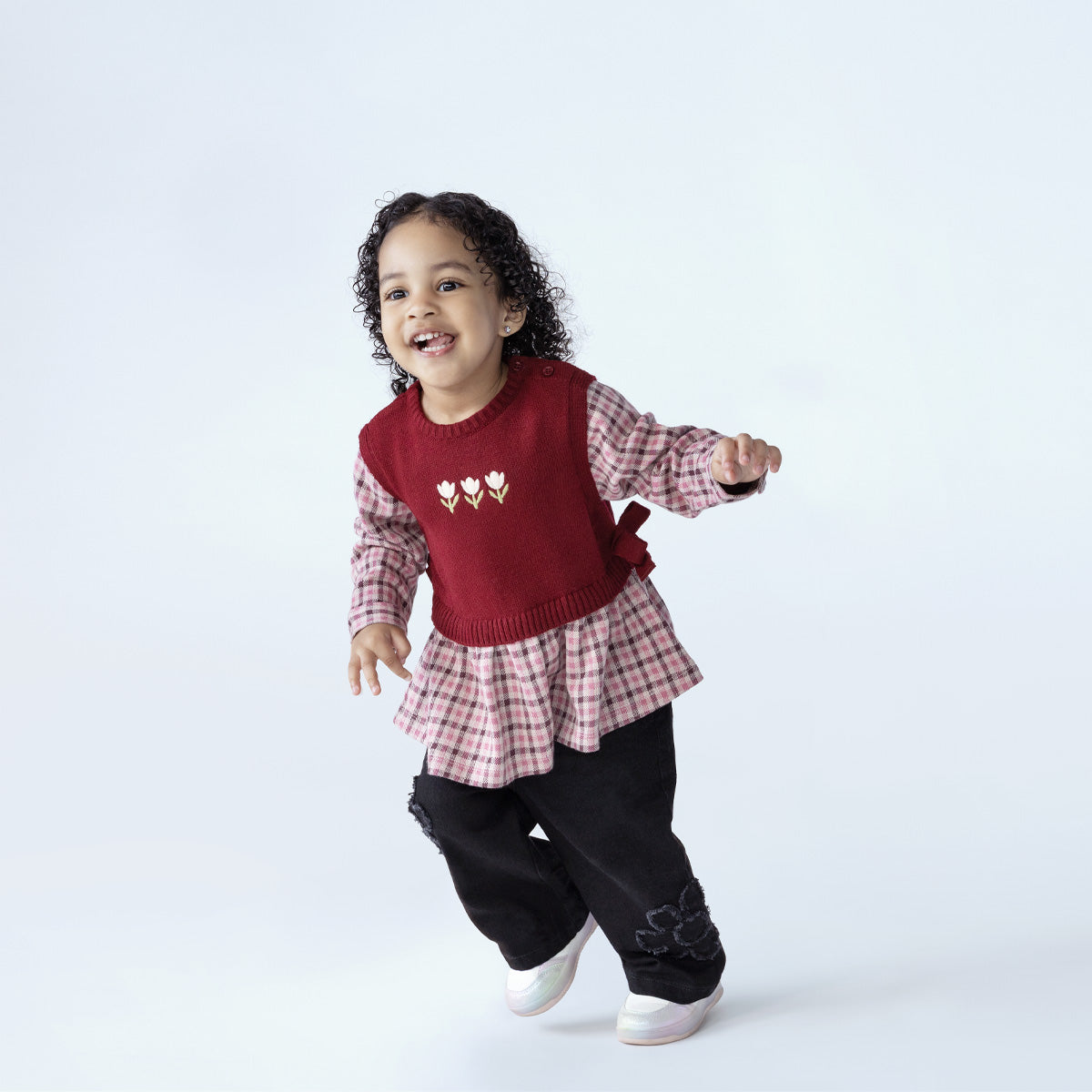 Baby Girls Black Cotton Denim Pant Regular Fit Casual Wear