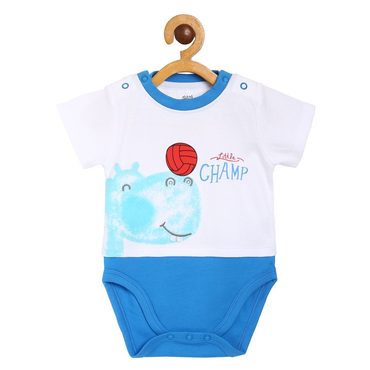 Baby Boys Printed Bodysuit, White and Blue