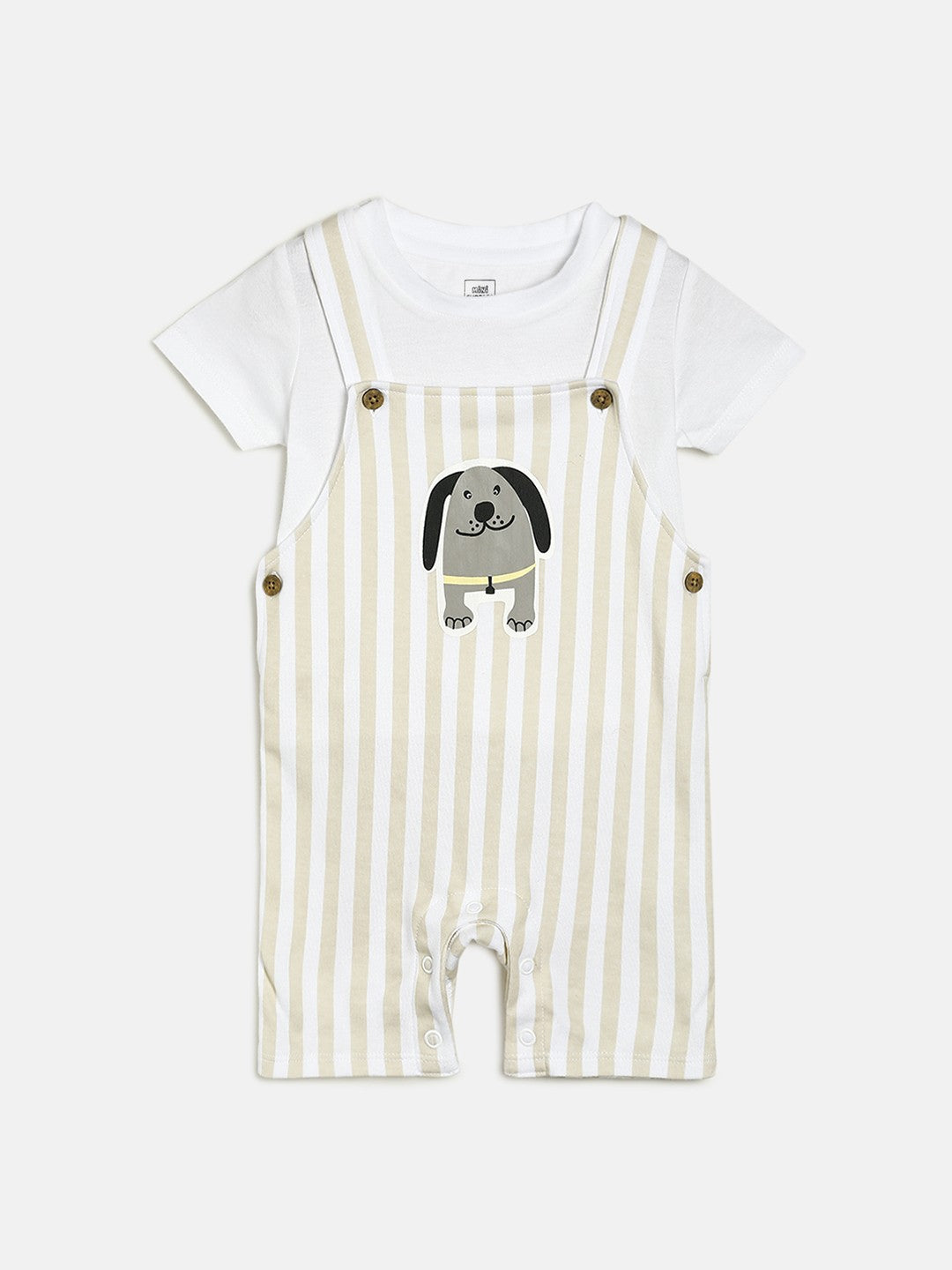 Boys White Dungaree Set